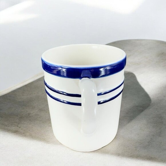 Lenox Kate Spade Ceramic Coffee Mug Cup Sculpted Stripe Cobalt Blue White VTG - Picture 2 of 14